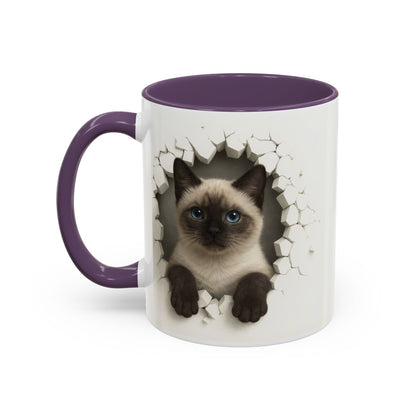Siamese Cat Peeking Accent Coffee Mug (11/15oz)