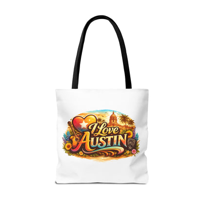 I Love Austin Tote Bag — Retro Cityscape Cotton Shopper