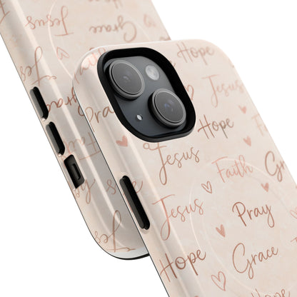 Christian Words Tough Magnetic Phone Case — Hope Pray Grace Jesus Faith