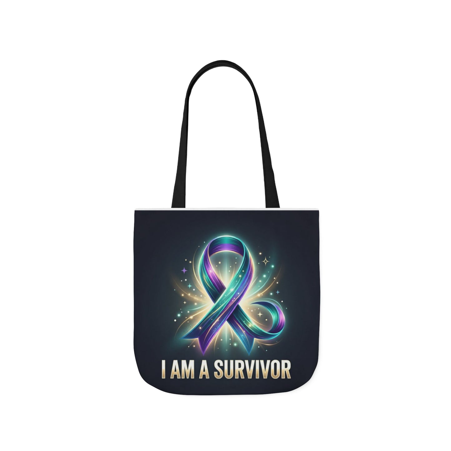 Survivor Ribbon Canvas Tote Bag — "I Am a Survivor" Inspirational Awareness Tote