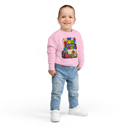 Toddler Sweatshirt — "My First School Adventure" Back-to-School Kids Sweatshirt