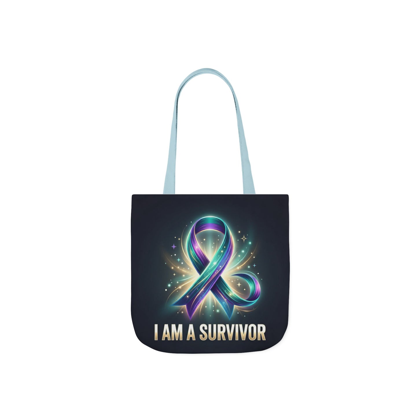 Survivor Ribbon Canvas Tote Bag — "I Am a Survivor" Inspirational Awareness Tote