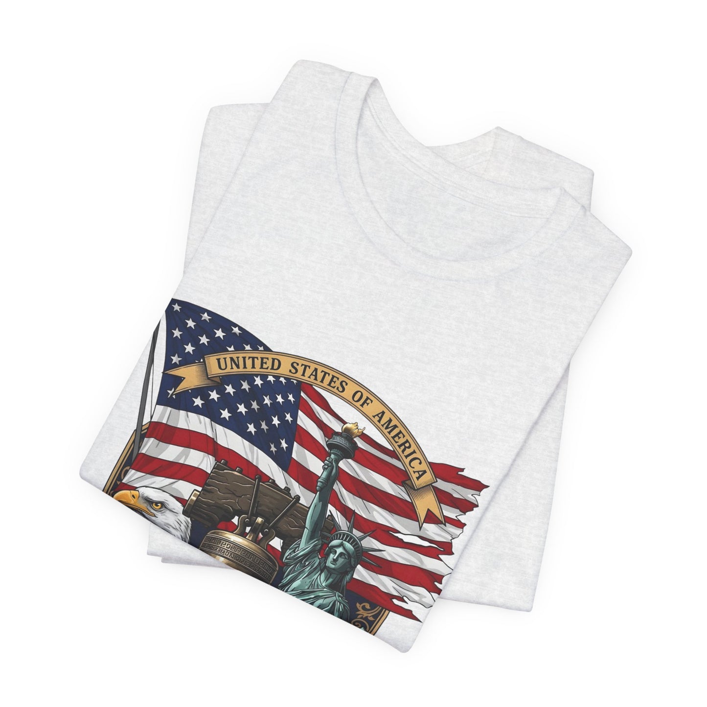 Liberty 250th Anniversary T-Shirt — American Flag, Liberty Bell & Statue of Liberty Tee
