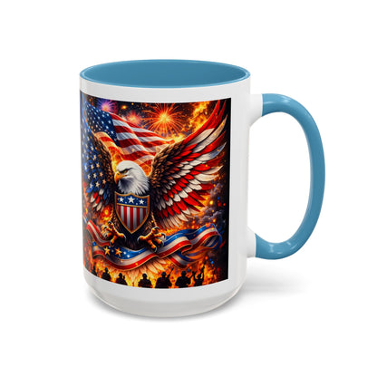 Patriotic Eagle Coffee Mug — American Flag Bald Eagle Accent Mug (11/15oz)