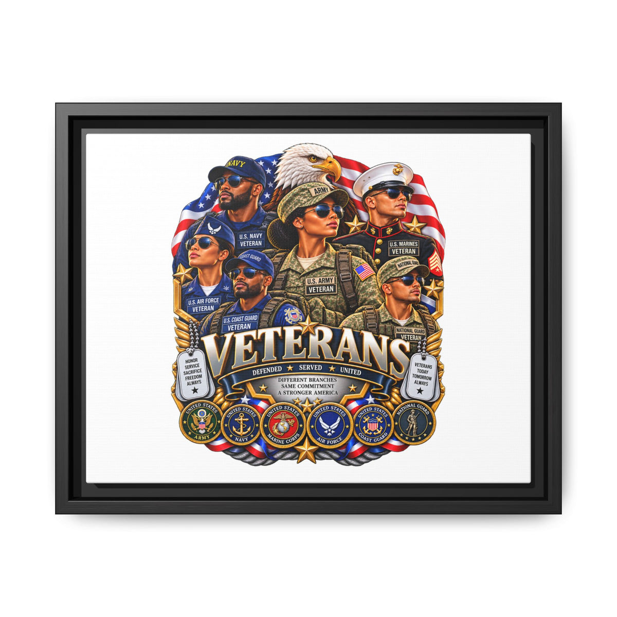 Veterans Tribute Matte Canvas Framed Wall Art