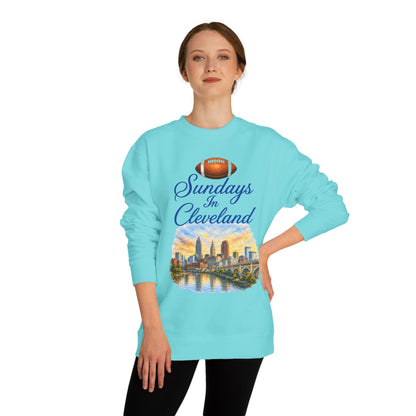 Sundays in Cleveland Football Crewneck Sweatshirt — Cleveland Skyline Game Day Pullover