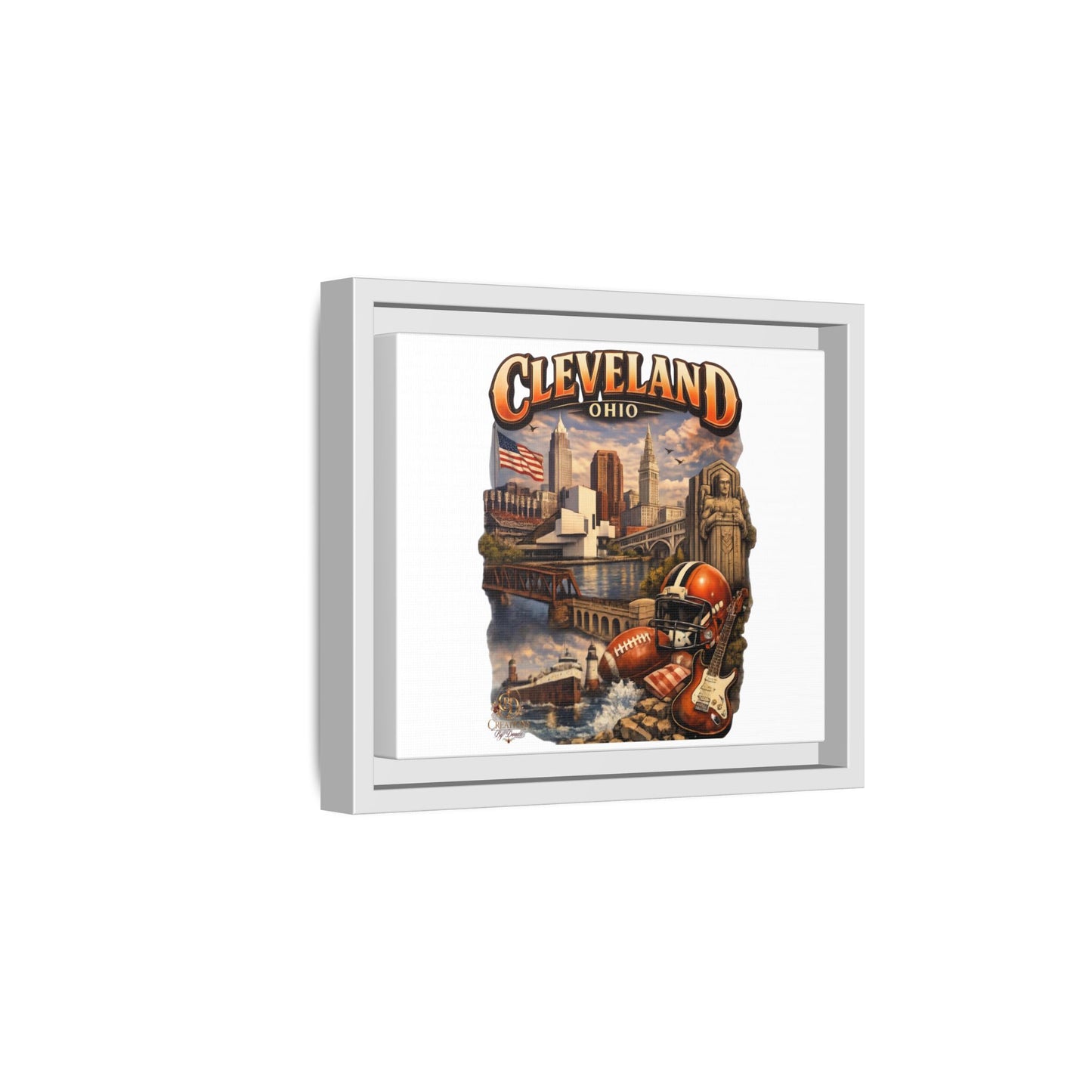 Cleveland Ohio Collage Framed Canvas Print