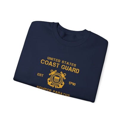 Coast Guard Crest Crewneck Sweatshirt — "Semper Paratus" Military Pullover