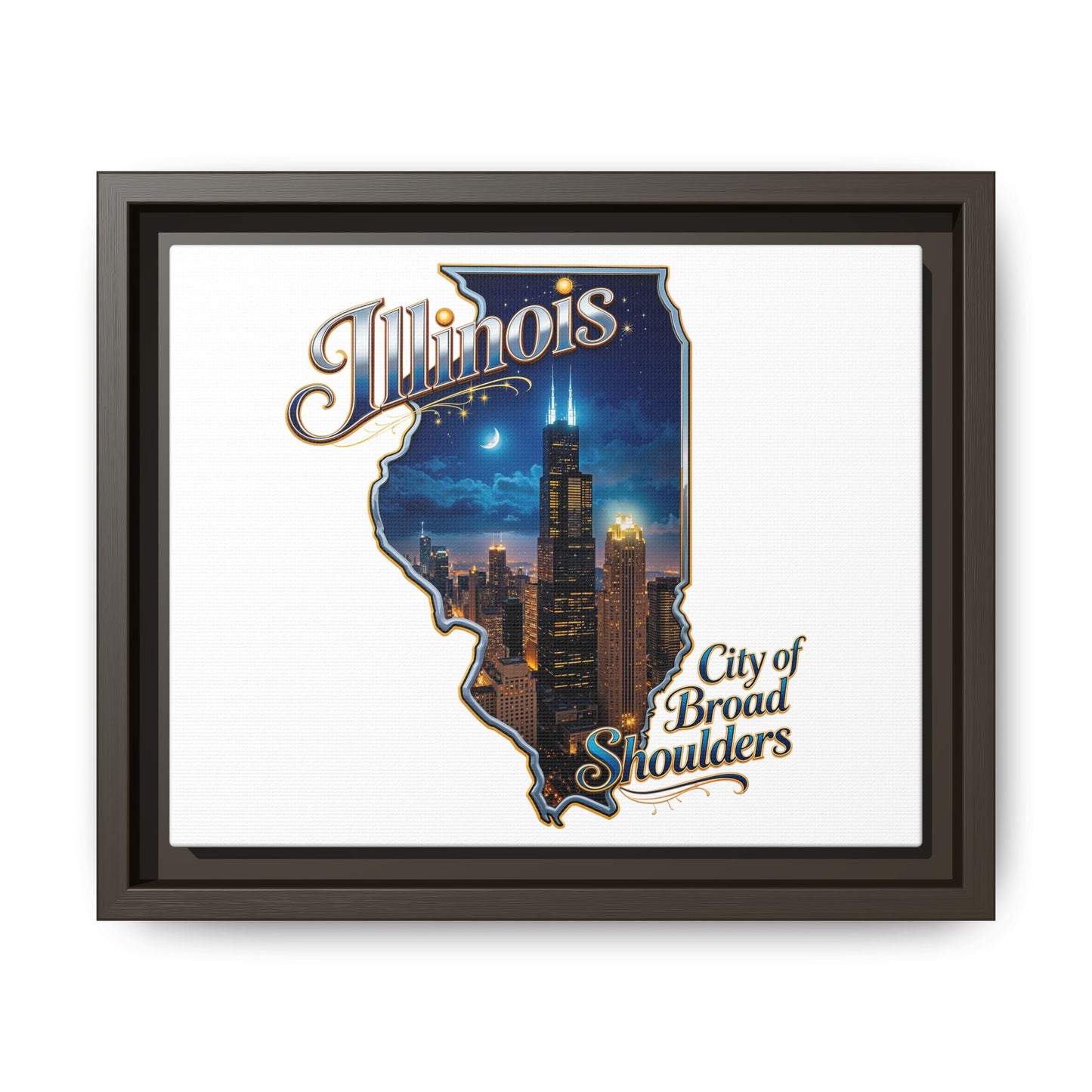 Illinois City of Broad Shoulders Matte Canvas Framed Wall Art