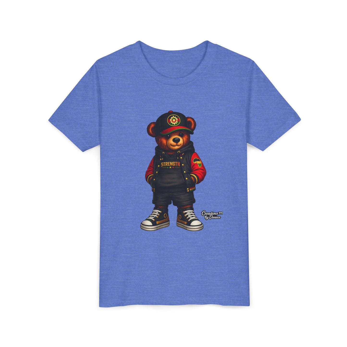 Kids Teddy Bear Streetwear Tee — 'Strength' Graphic Youth T-Shirt