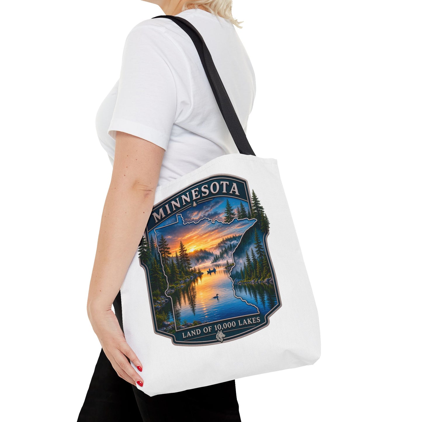 Minnesota Scenic Tote Bag — 'Land of 10,000 Lakes' Sunset Lake Design