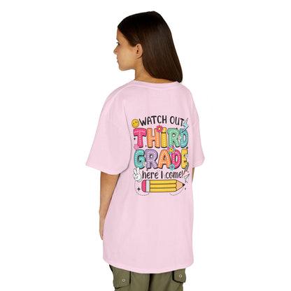 Third Grade Back to School Kids Tee — "Watch Out Third Grade Here I Come"