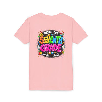 Seventh Grade Kids T-Shirt – “Watch Out Seventh Grade Here I Come” Back-to-School Tee