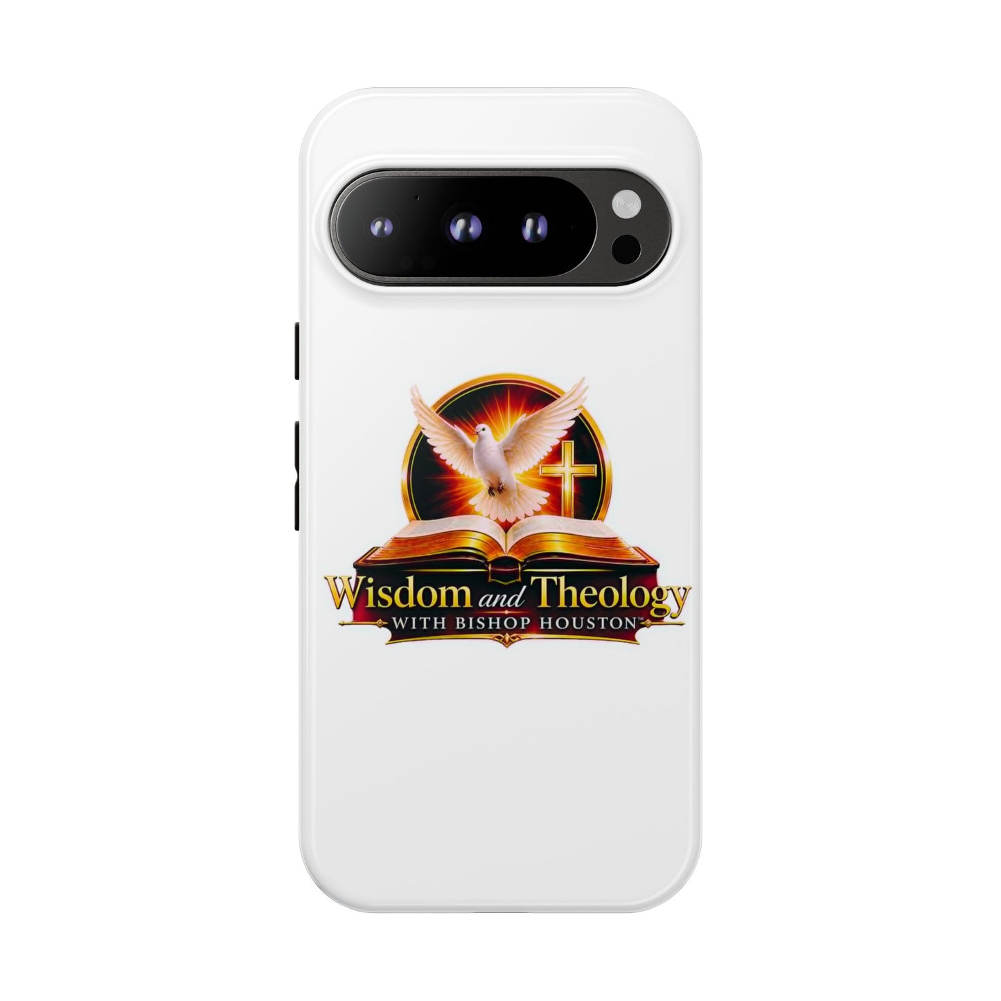 Wisdom and Theology Phone Case — Christian Dove & Cross Protective Tough Case