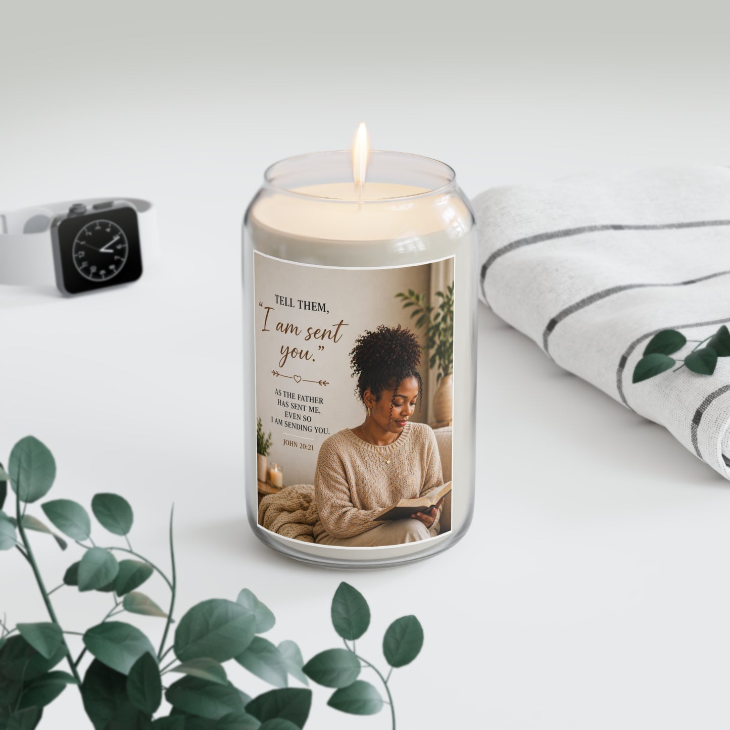 Soy Candle — "I Am Sent You." Inspirational Christian Scented Candle, 13.75 oz