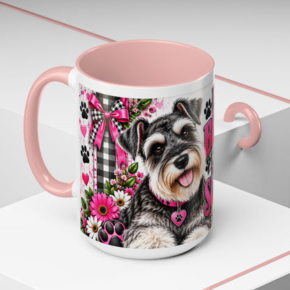 Life Is Better With A Miniature Schnauzer Accent Coffee Mug — Pink Paw Print Dog Lover Gift (11/15oz)