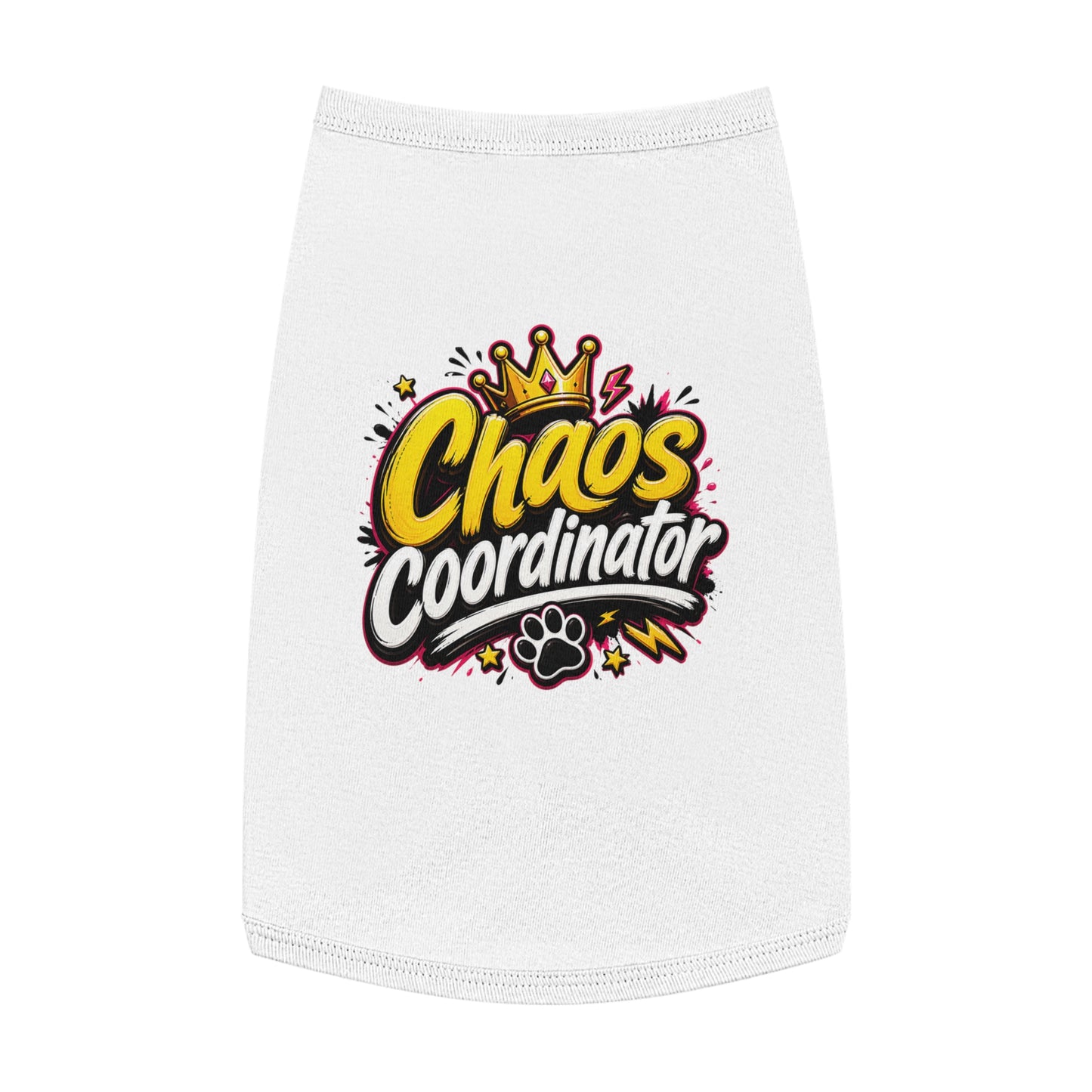 Chaos Coordinator Pet Tank Top — Cute Crown Paw Graphic Dog & Cat Tee