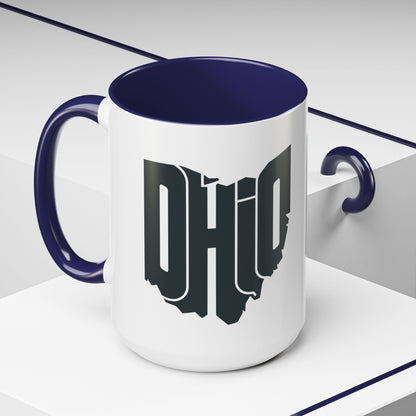 Ohio State Outline Accent Coffee Mug – Black Handle & Interior