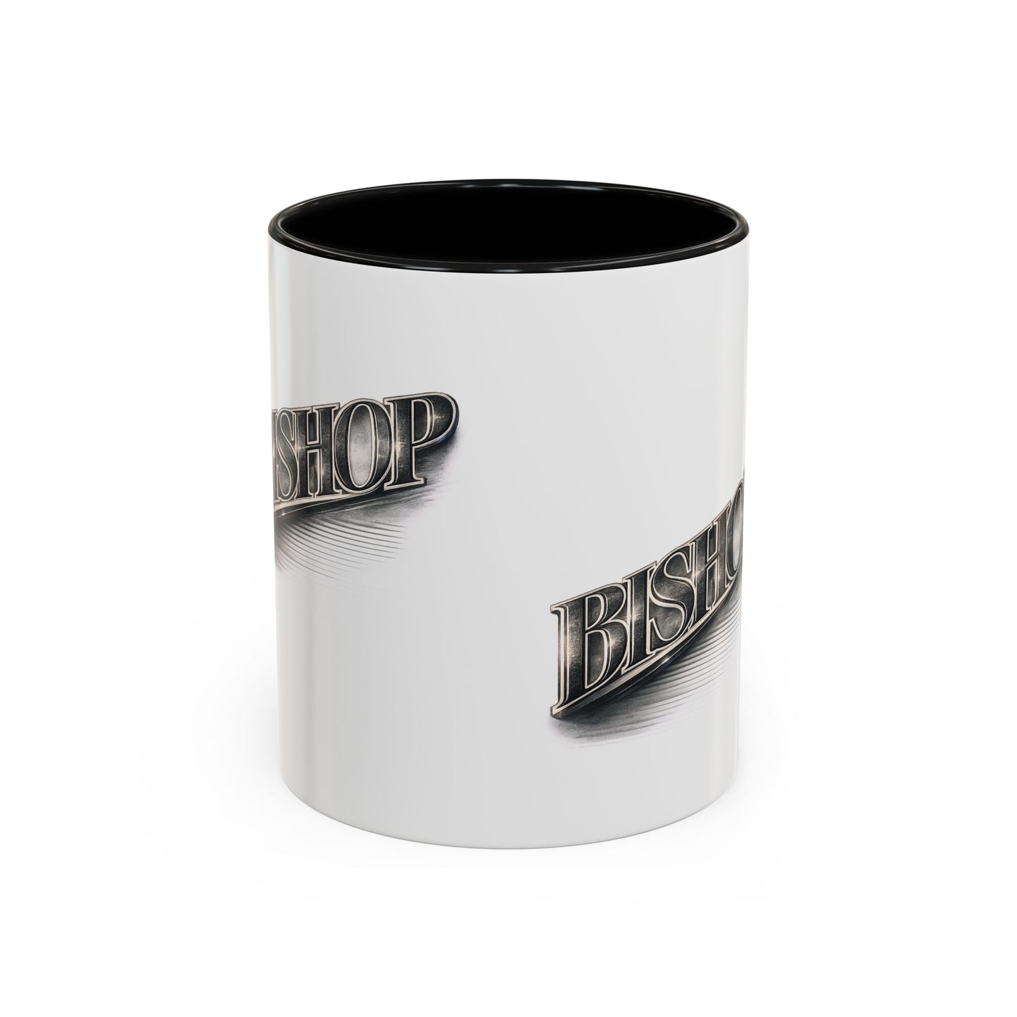 Vintage 'Bishop' Accent Coffee Mug — Retro Metallic Text Ceramic Mug (11/15oz)