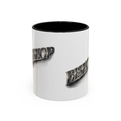 Vintage 'Bishop' Accent Coffee Mug — Retro Metallic Text Ceramic Mug (11/15oz)