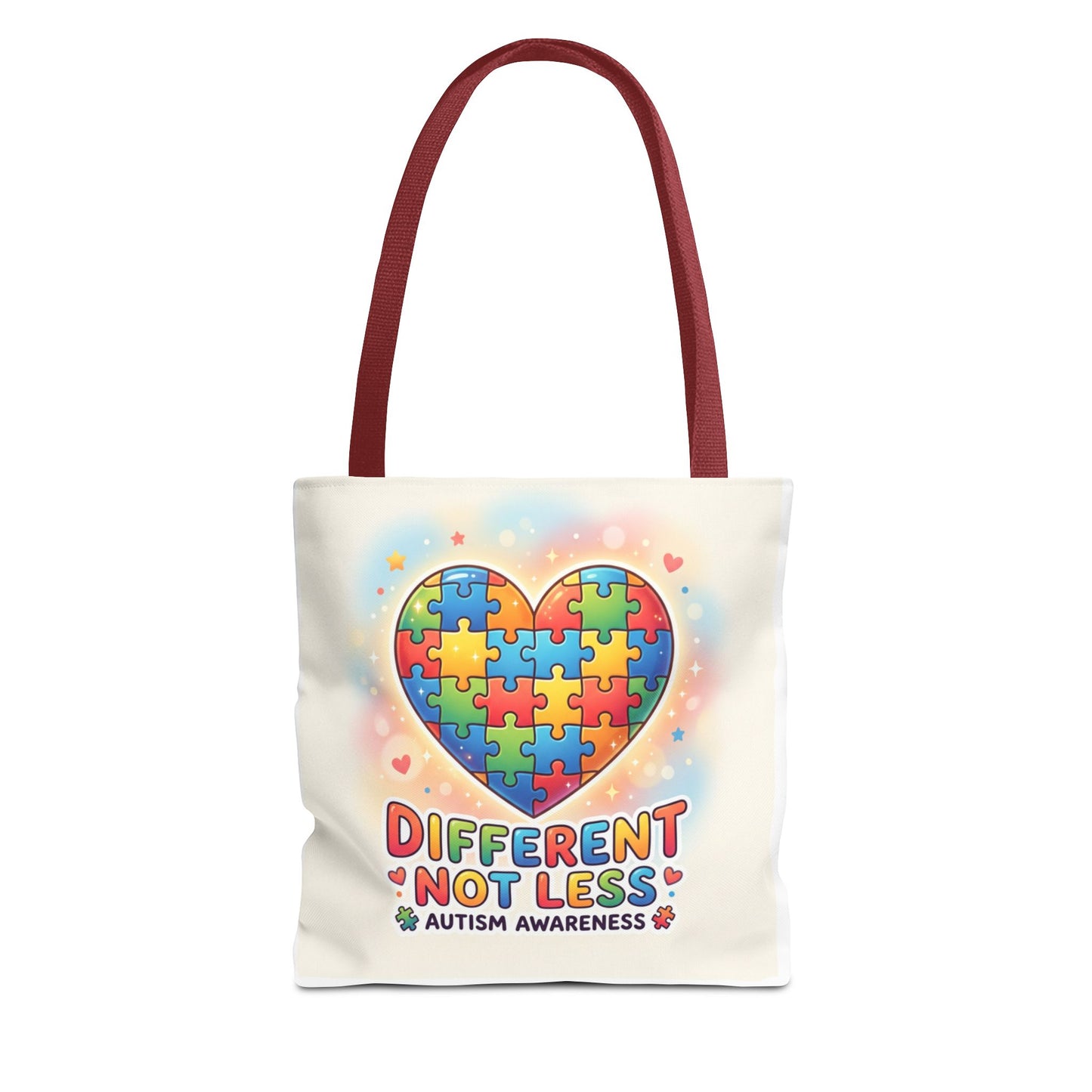 Autism Awareness Tote Bag — "Different Not Less" Puzzle Heart Design