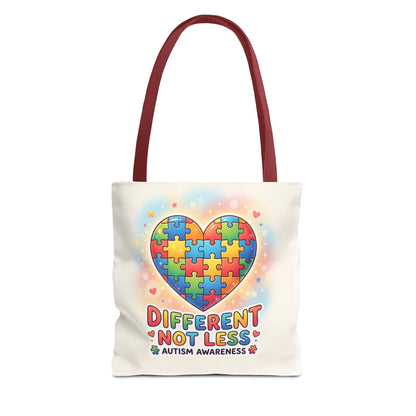 Autism Awareness Tote Bag — "Different Not Less" Puzzle Heart Design