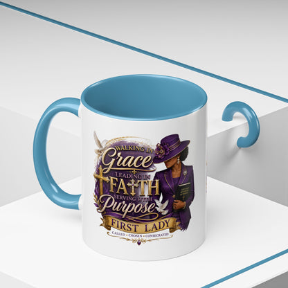 Faith & Purpose Accent Coffee Mug — First Lady Church Design (11/15oz)
