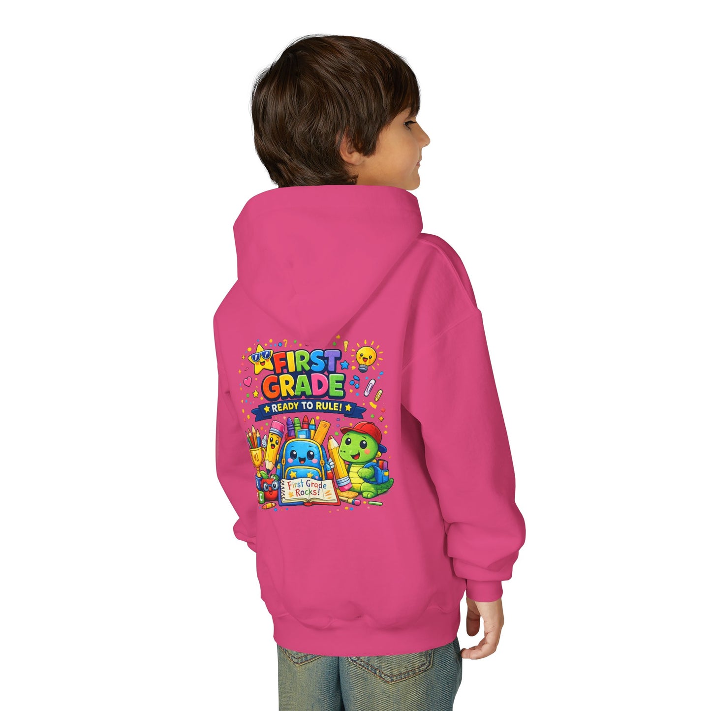 First Grade Hoodie - "First Grade Ready To Rule" Kids Back-to-School Sweatshirt