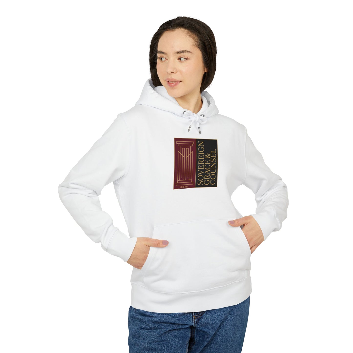 Sovereign Grace & Counsel Hoodie — Graphic Pullover with Regal Column Design