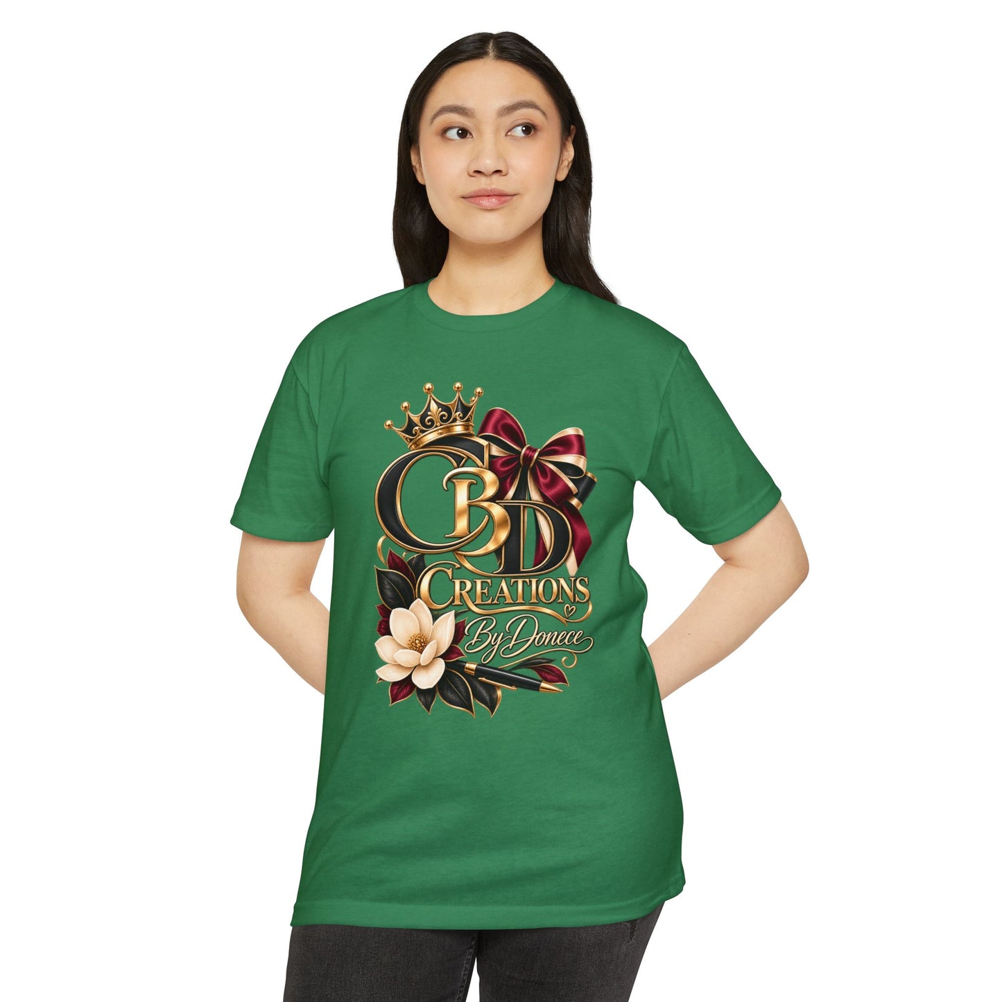 Graphic T-Shirt — "CBD Creations By Dawna" Gold Crown Floral Design