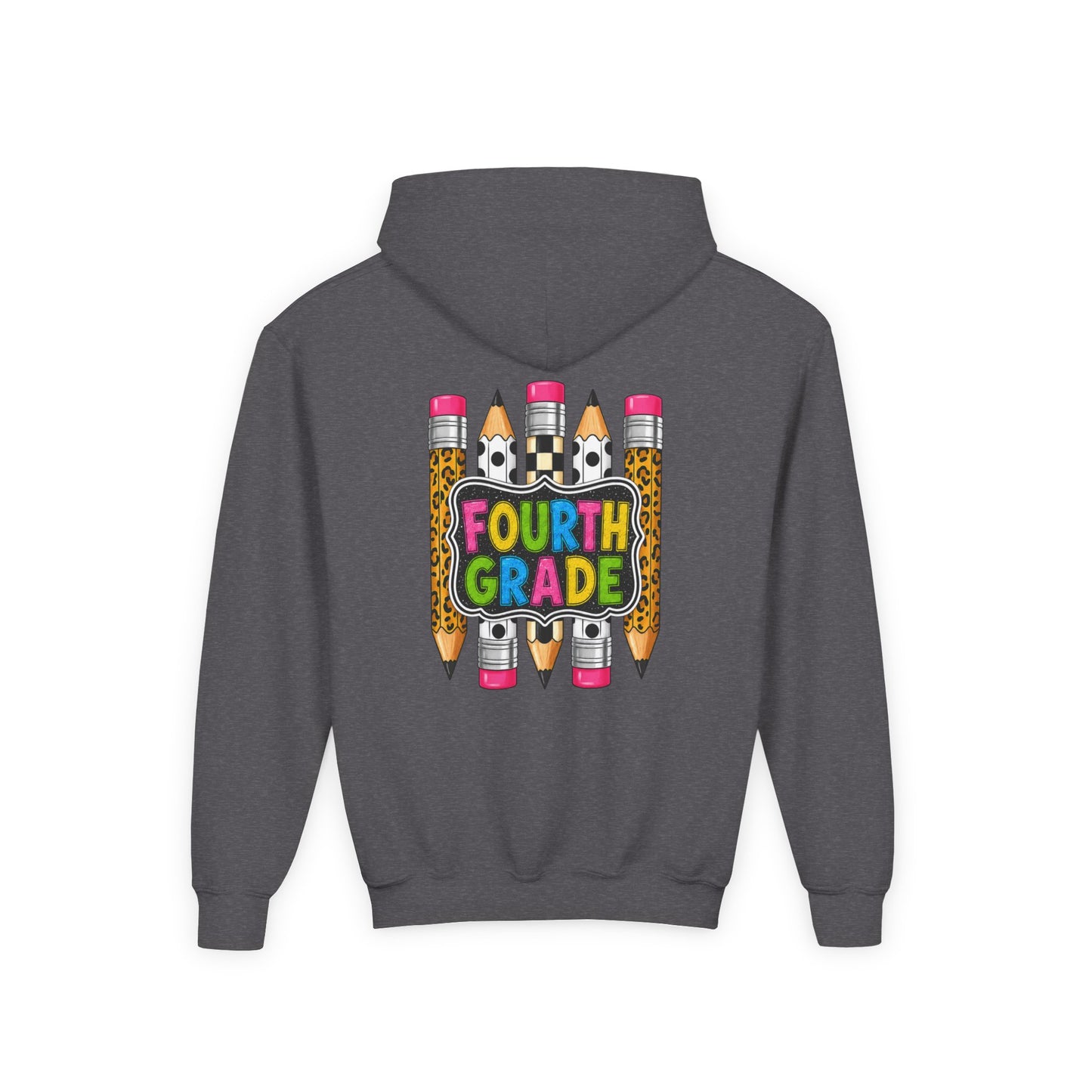 Fourth Grade Kids Hoodie — Colorful Pencil School Sweatshirt