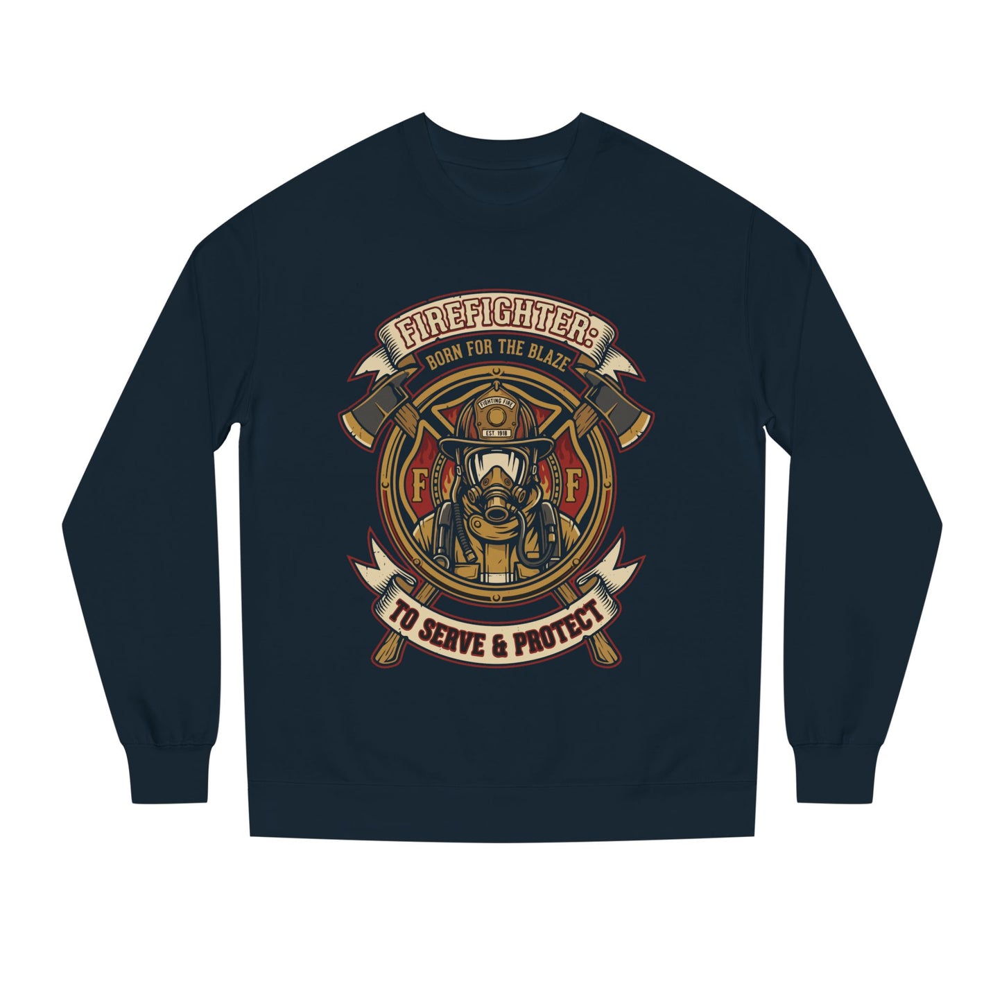 Firefighter Crest Crewneck Sweatshirt — 'To Serve & Protect' Tribute