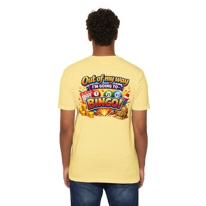 Bingo Enthusiast T-Shirt — "Out of My Way I'm Going to Bingo!" Graphic Tee