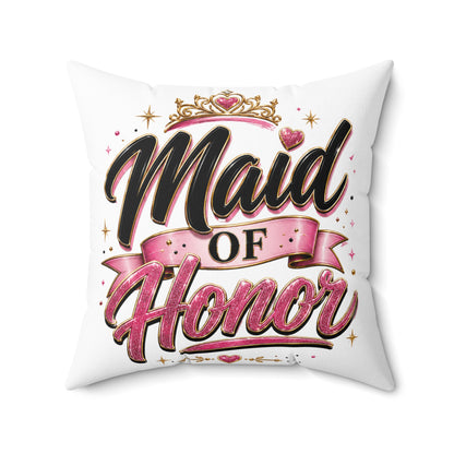 Maid of Honor Decorative Pillow - Pink Crown Bridal Gift