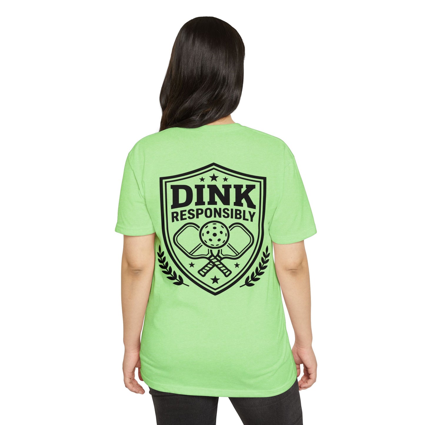Dink Responsibly Pickleball T-Shirt — Vintage Shield Design