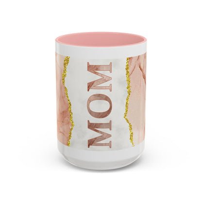 Mom Marble Accent Coffee Mug — Rose Gold & Gold Vein 11/15oz Gift