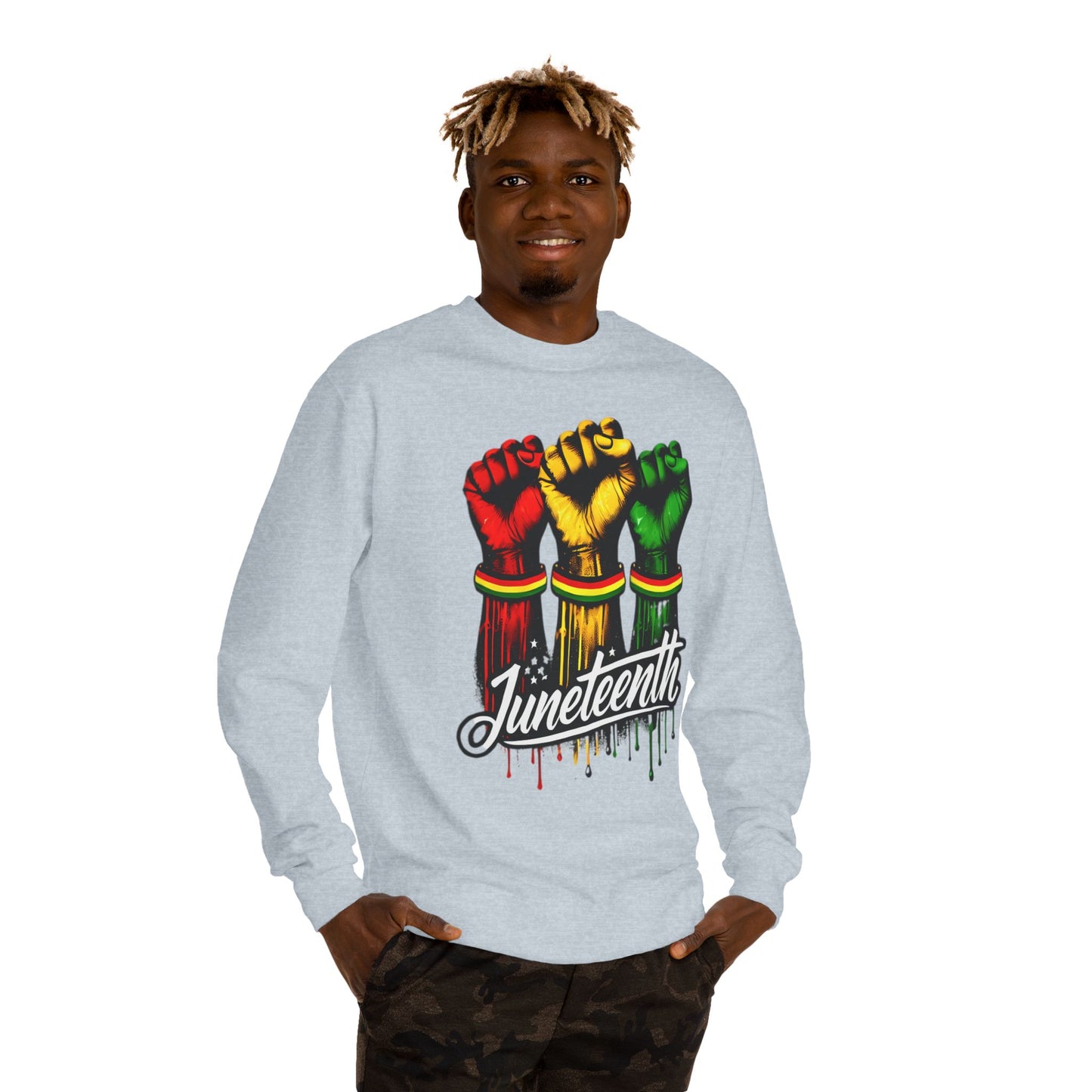 Juneteenth Fist Sweatshirt – Black Power Red Yellow Green Pride Crewneck