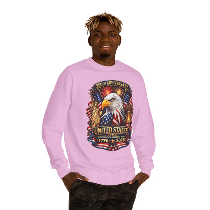 250th Anniversary United States Crewneck Sweatshirt — Eagle & American Flag 1776–2026