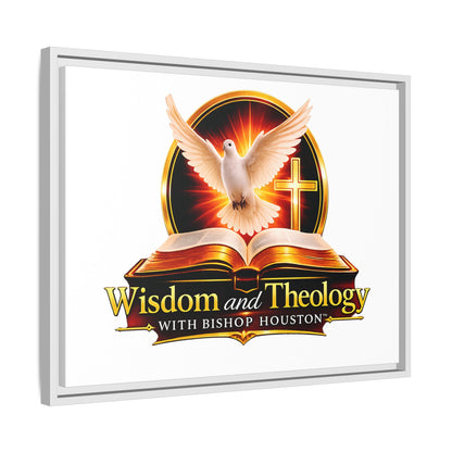 Framed Canvas Print — "Wisdom and Theology" Dove & Bible Wall Art