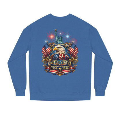 250th Anniversary United States Sweatshirt — Patriotic Eagle, Flags & Fireworks (1776–2026)