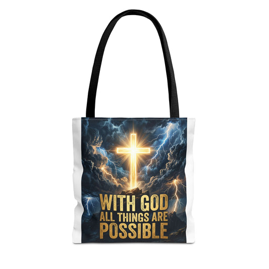 "With God All Things Are Possible" Tote Bag