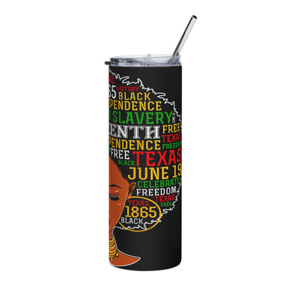 Juneteenth Afrocentric Stainless Steel Tumbler — Celebrate Freedom 1865 (20oz)