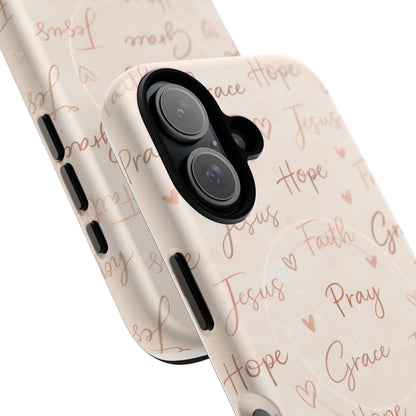 Christian Words Tough Magnetic Phone Case — Hope Pray Grace Jesus Faith
