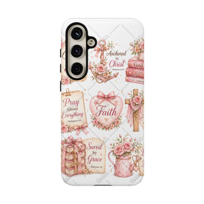 Faith Floral Phone Case – Christian Inspirational Scripture iPhone Cover (Choose Joy, Pray, Faith)