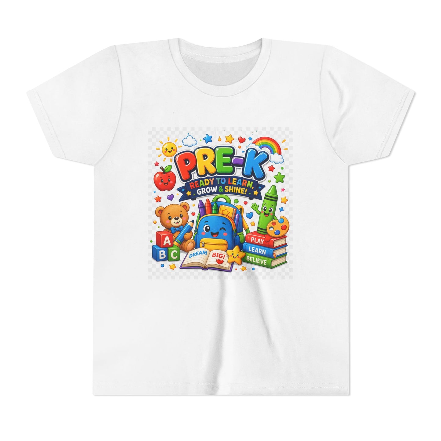 Pre-K Kids T-Shirt — "Ready to Learn, Grow & Shine" Preschool Back-to-School Tee
