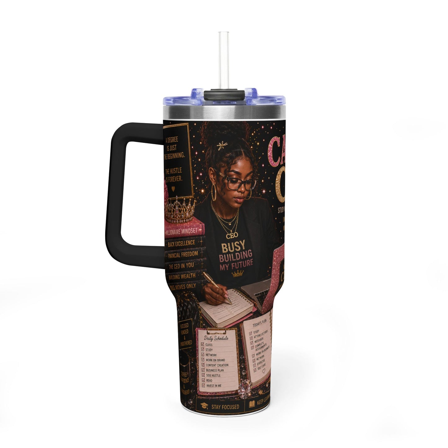 Campus CEO 40oz Vacuum Tumbler – Motivational College Planner Travel Mug