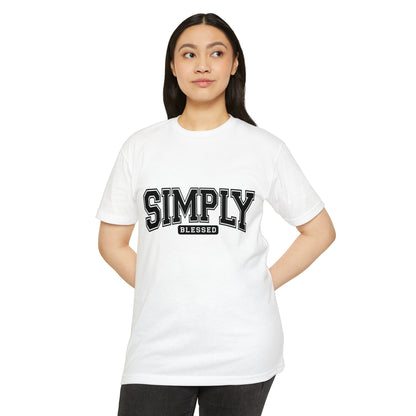 Simply Blessed T-Shirt — Vintage Collegiate Script Faith Tee