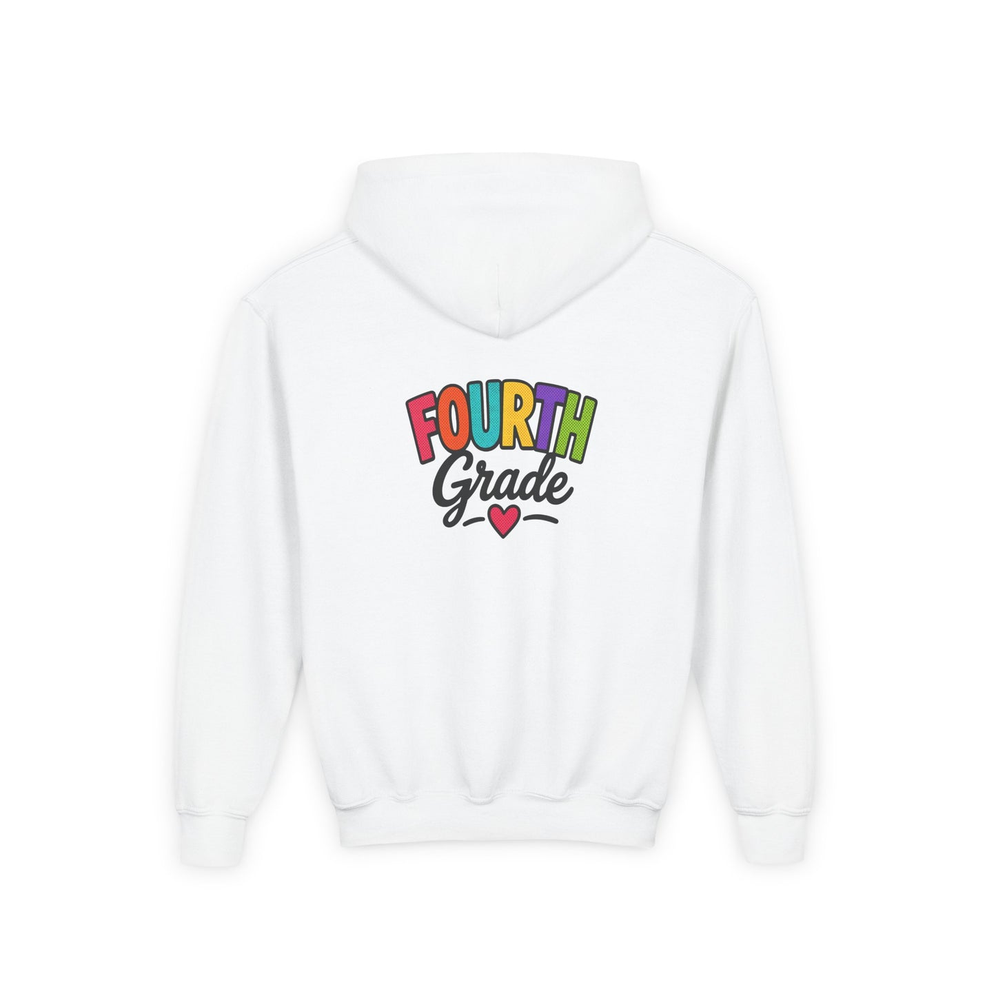 Fourth Grade Hoodie — Colorful Kids School Sweatshirt (“Fourth Grade” with Heart)