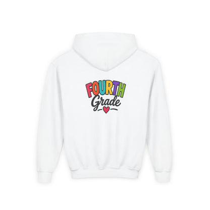 Fourth Grade Hoodie — Colorful Kids School Sweatshirt (“Fourth Grade” with Heart)