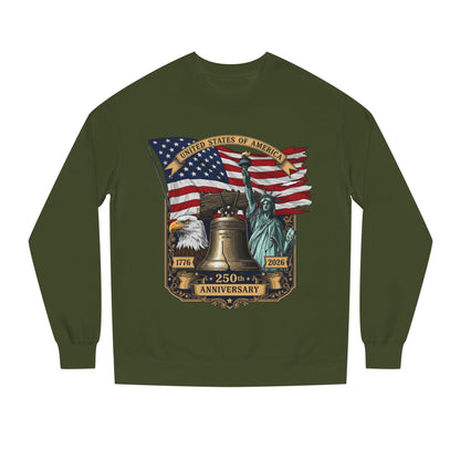 Liberty 250th Anniversary Sweatshirt — USA Flag, Statue of Liberty & Liberty Bell Design